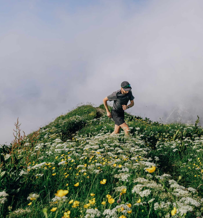 Jake Catterall running in the Alps