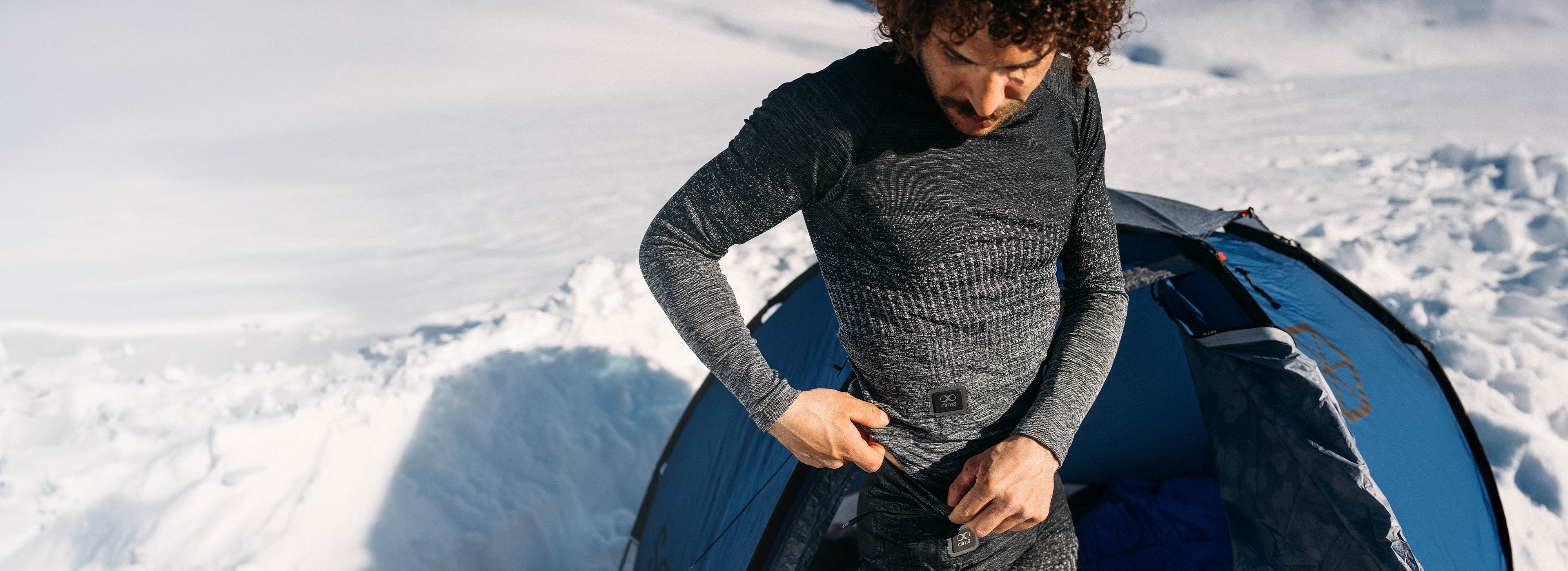 A men wearing blackcomb base layer for cross-country