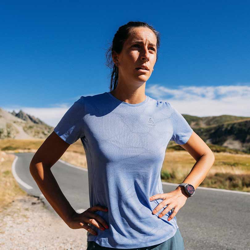 A woman wearing a T-shirt