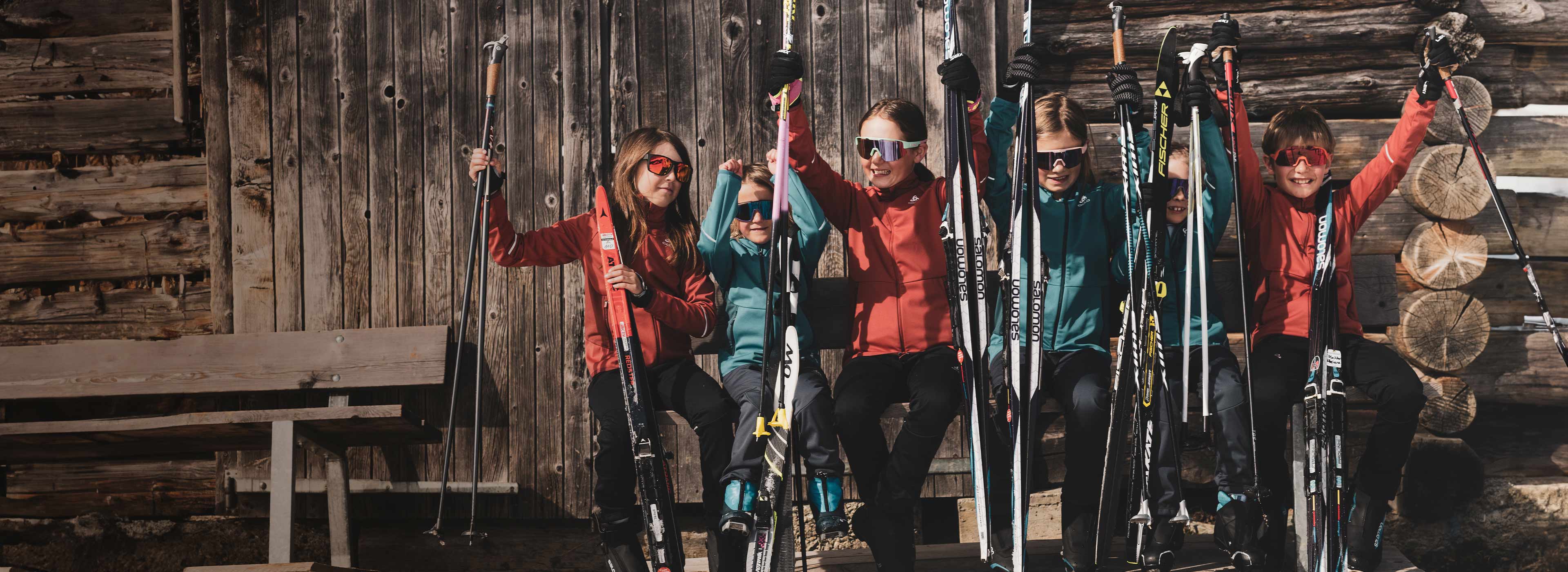 Kids getting ready for cross-country skiing