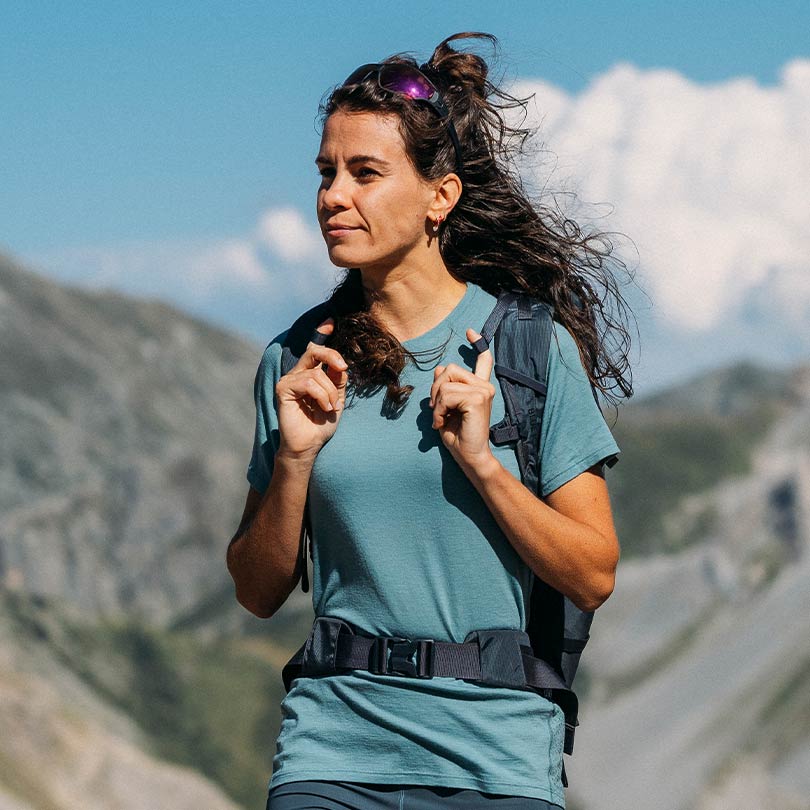 A woman wearing a T-shirt