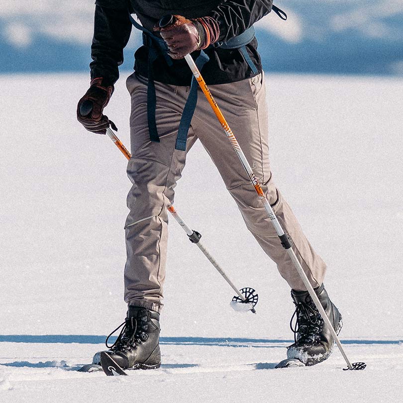 A man wearing hiking pants